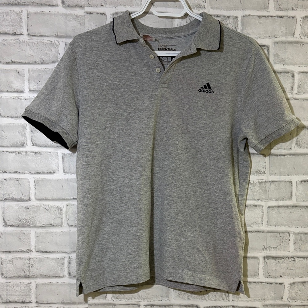 ADIDAS Gray Polo with Black Trim, boys size 13-14